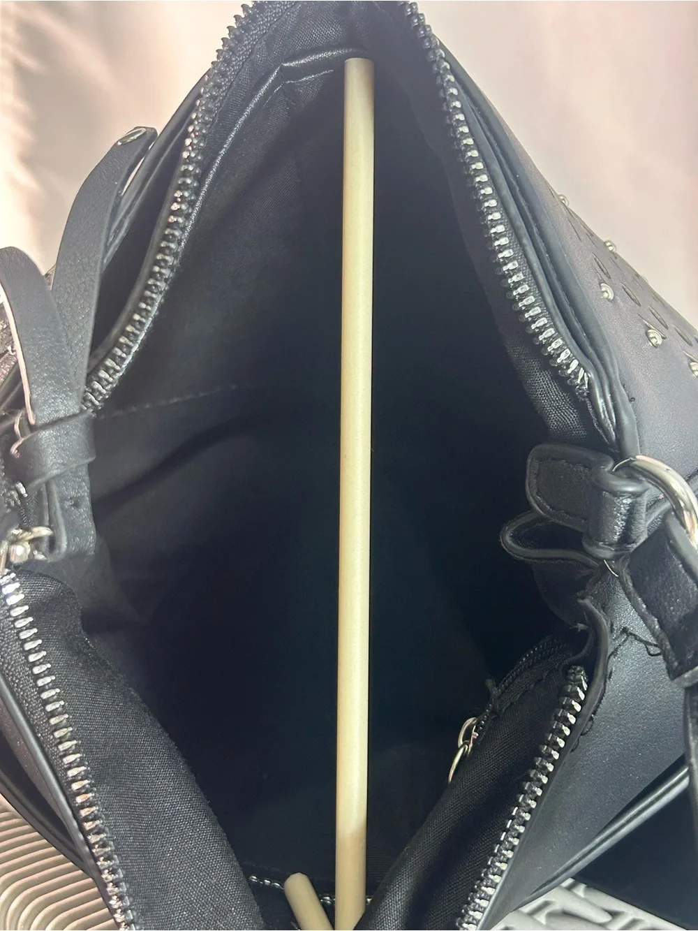 Nanette Lepore Black Laser-Cut Hobo with Stud Accents